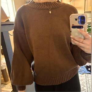 Princess Polly Harmony Balloon Sleeve Knit Sweater Dark Brown